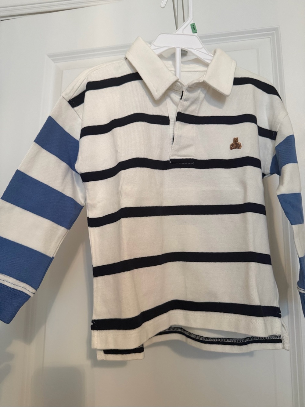 GAP White, Navy & Blue Striped Rugby Polo